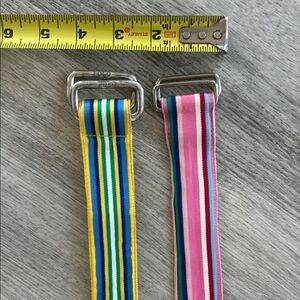 Set of 2 Colorful Striped Ribbon Belts (46” length)